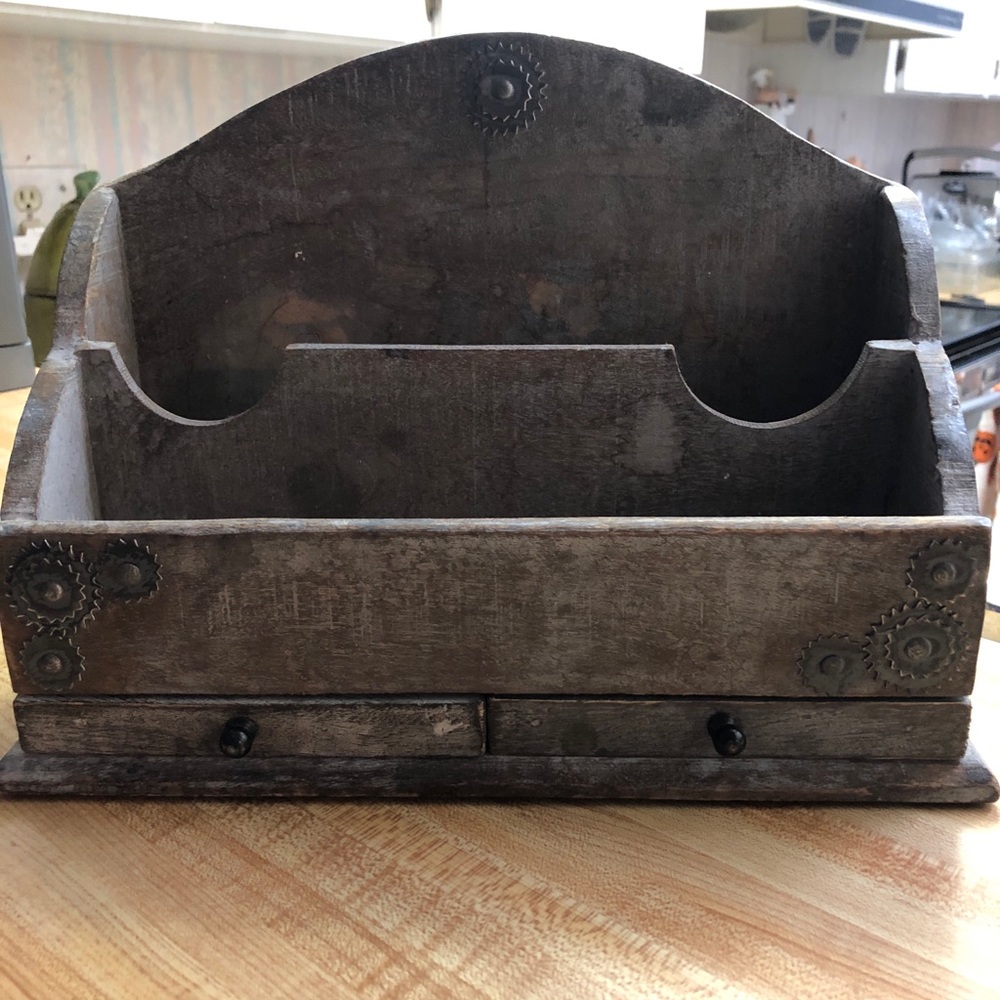 Distressed Wooden Letter Organizer